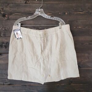 Ellen Tracy Company 100% Linen Skort Womens XXL Sandstone Drawstring Classic NWT